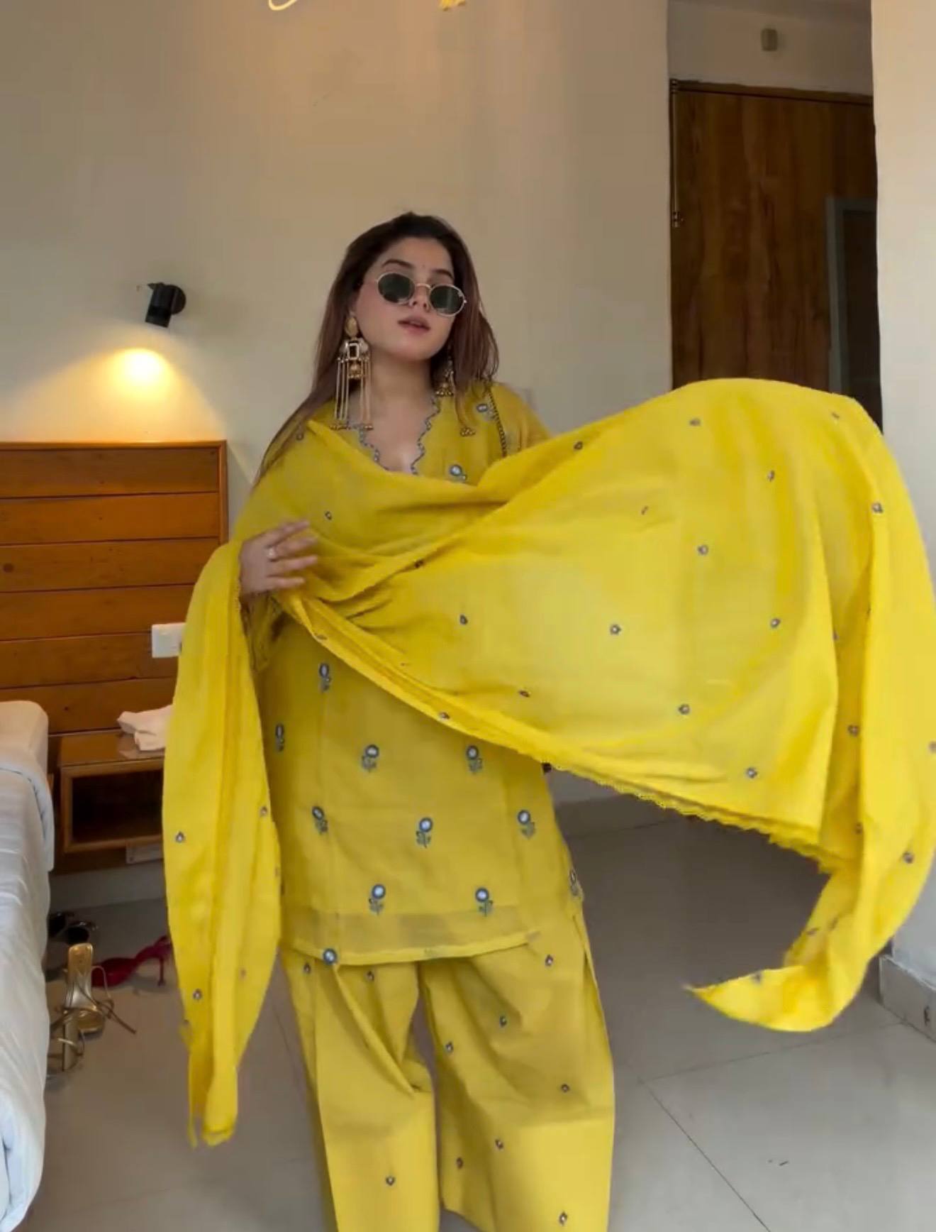 Premium Embroidered Farshi Plazzo Suit Set