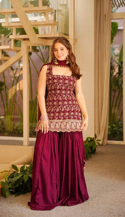 LadyVastara Heavy Embroidery Faux Georgette Ethnic Suit Set for Women