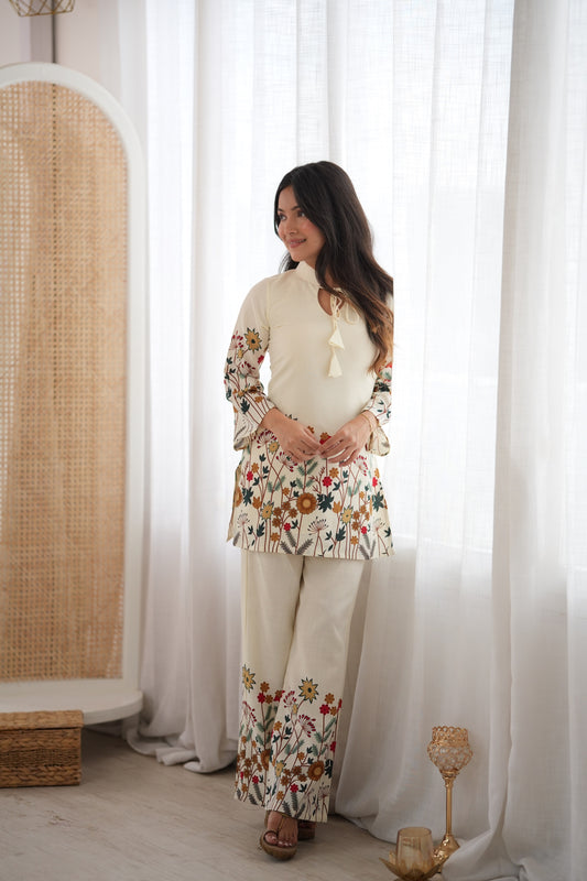 Magic Slub Cotton Floral Printed Kurta Pant Set