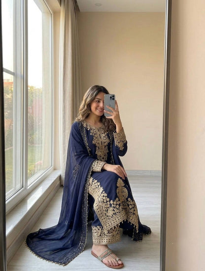 LadyVastara Festive Collection Heavy Faux Georgette Palazzo Suit Set