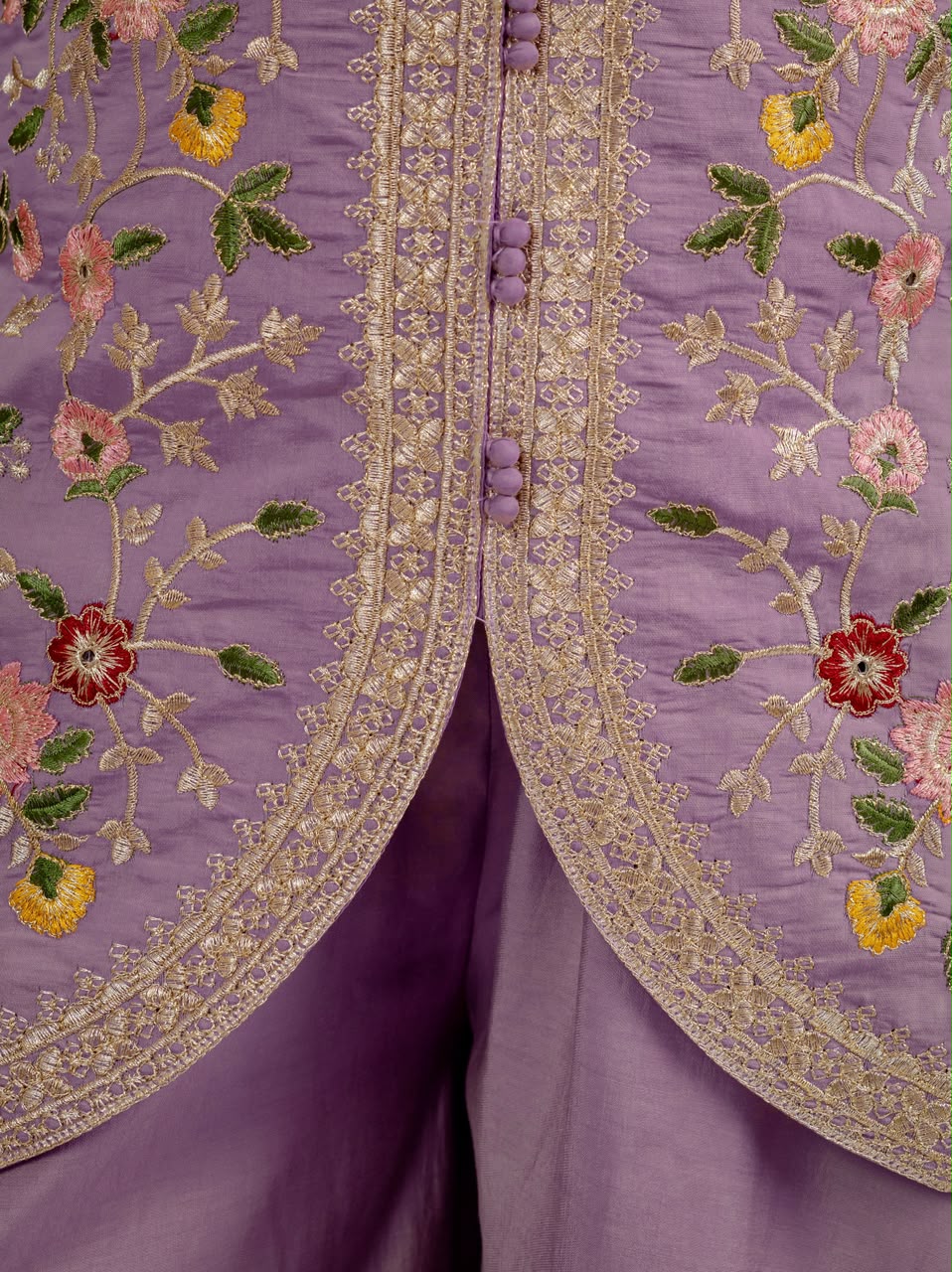 LadyVastara Designer Roman Silk Sharara Set with Embroidered Chanderi Dupatta