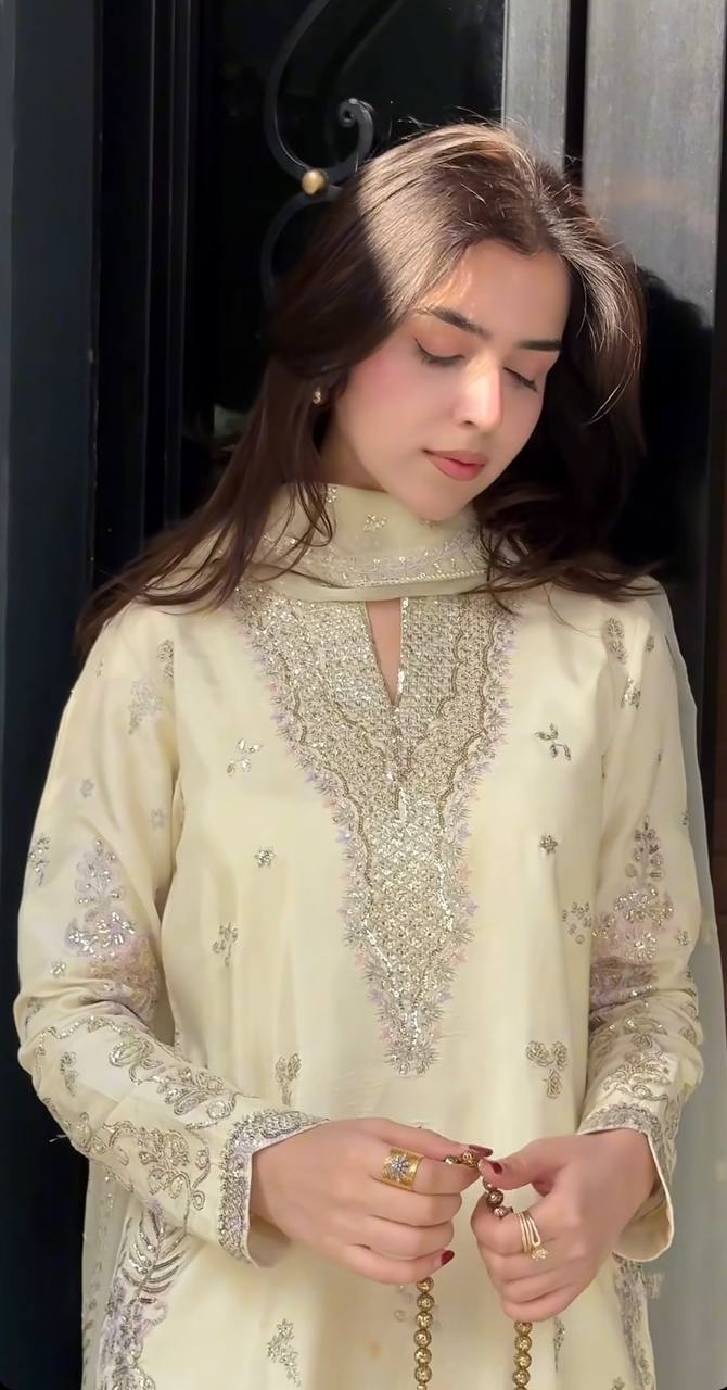 LadyVastara Premium Sequence Embroidered Crepe Silk Sharara Set