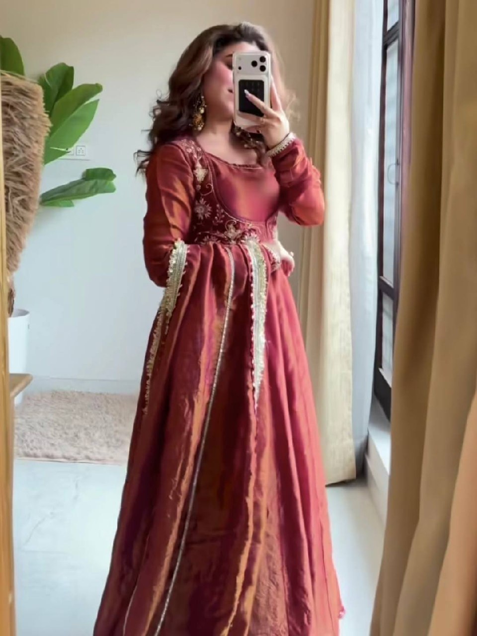 LadyVastara Elegant Cosmos Silk Maxi Anarkali Set with Koti