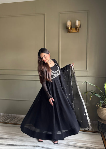 Ladyvastara Heavy Fox Georgette Designer Anarkali Gown Set with Dupatta