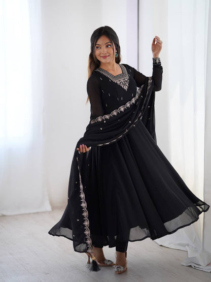 LadyVastara Heavy Embroidered Anarkali Suit with 6.5m Grand Flair & Zari Work