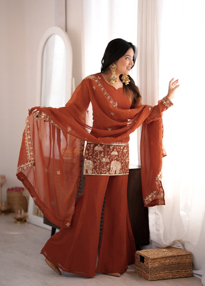 LadyVastara Luxury Crunchy Silk Kurta Pant Dupatta Set for Festive & Wedding Wear
