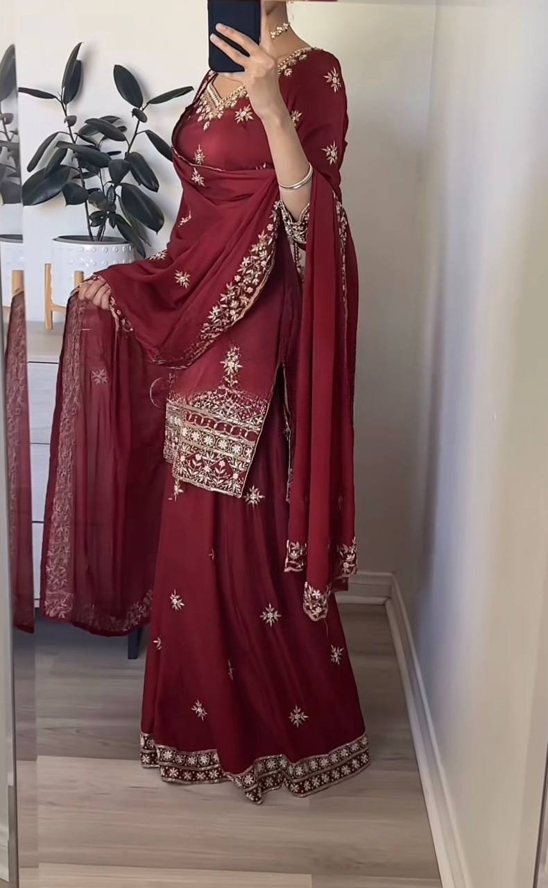 LadyVastara Stylish Sharara Palazzo Set with Dupatta