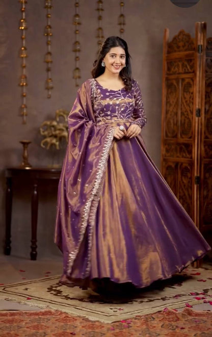 LadyVastara Elegant Embroidered Anarkali Gown Set with Dupatta