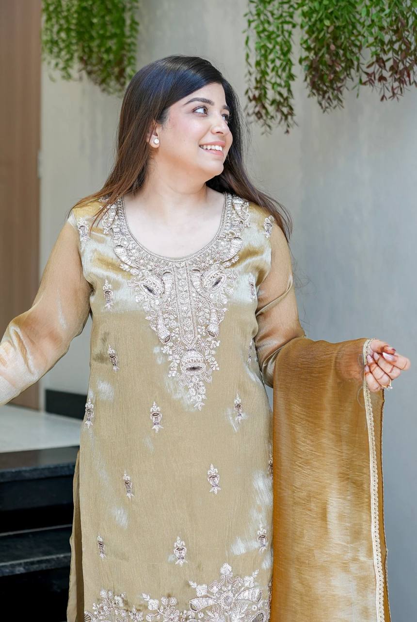 LadyVastara Premium Party Wear Embroidered Suit Set with Dupatta