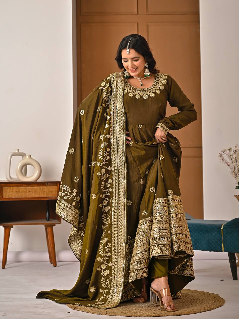 LadyVastara Designer Ethnic Wear Anarkali Suit with Sequence Work & Perfect Fit