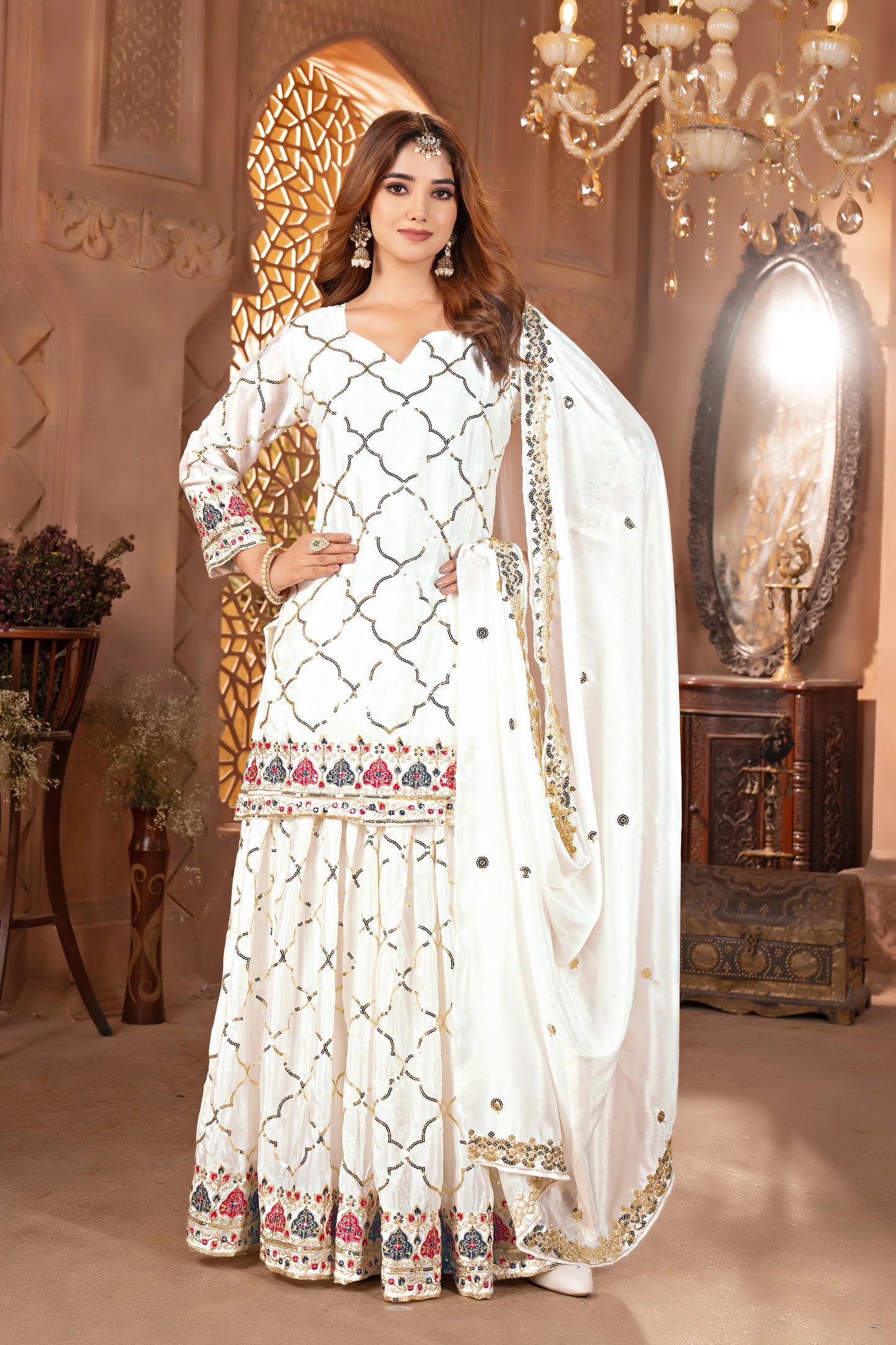 LadyVastara Elegance Embroidered Sharara Suit