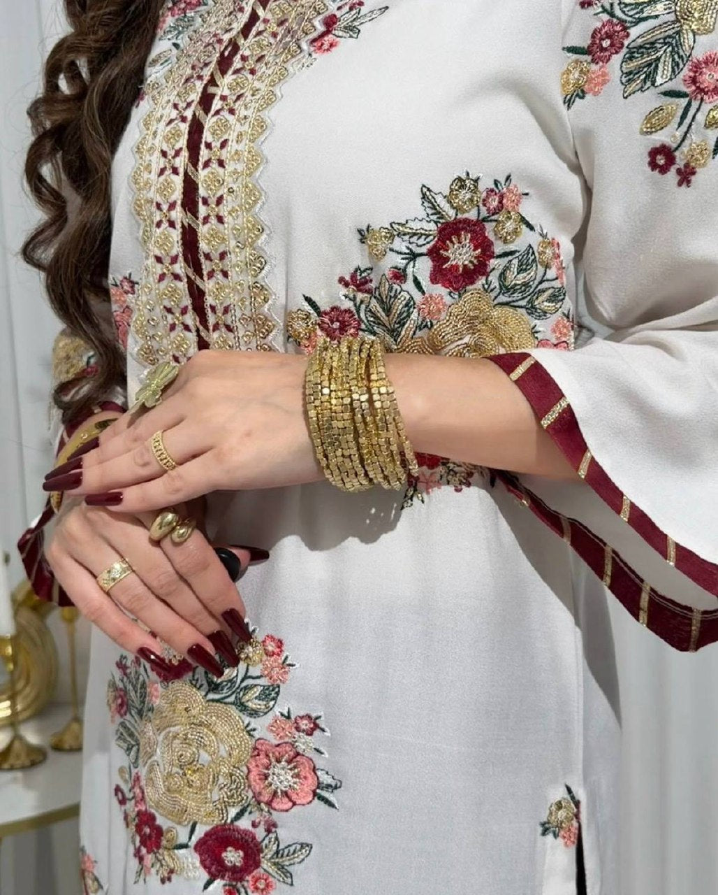 Ladyvastara Premium Faux Georgette Kurti Set with Heavy Embroidery & Pearl Dupatta