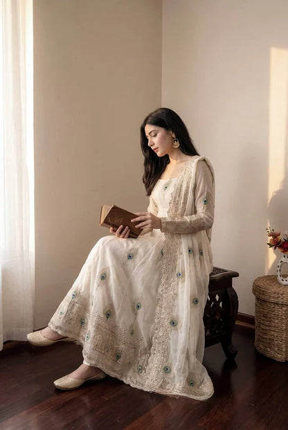 Exclusive Designer Fendy Silk Gown with Heavy Sequence Embroidery – Wedding, Festive & Party Wear