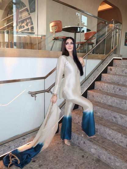 LadyVastara Elegant Designer Party Wear Roman Glass Top Palazzo Set with Dupatta
