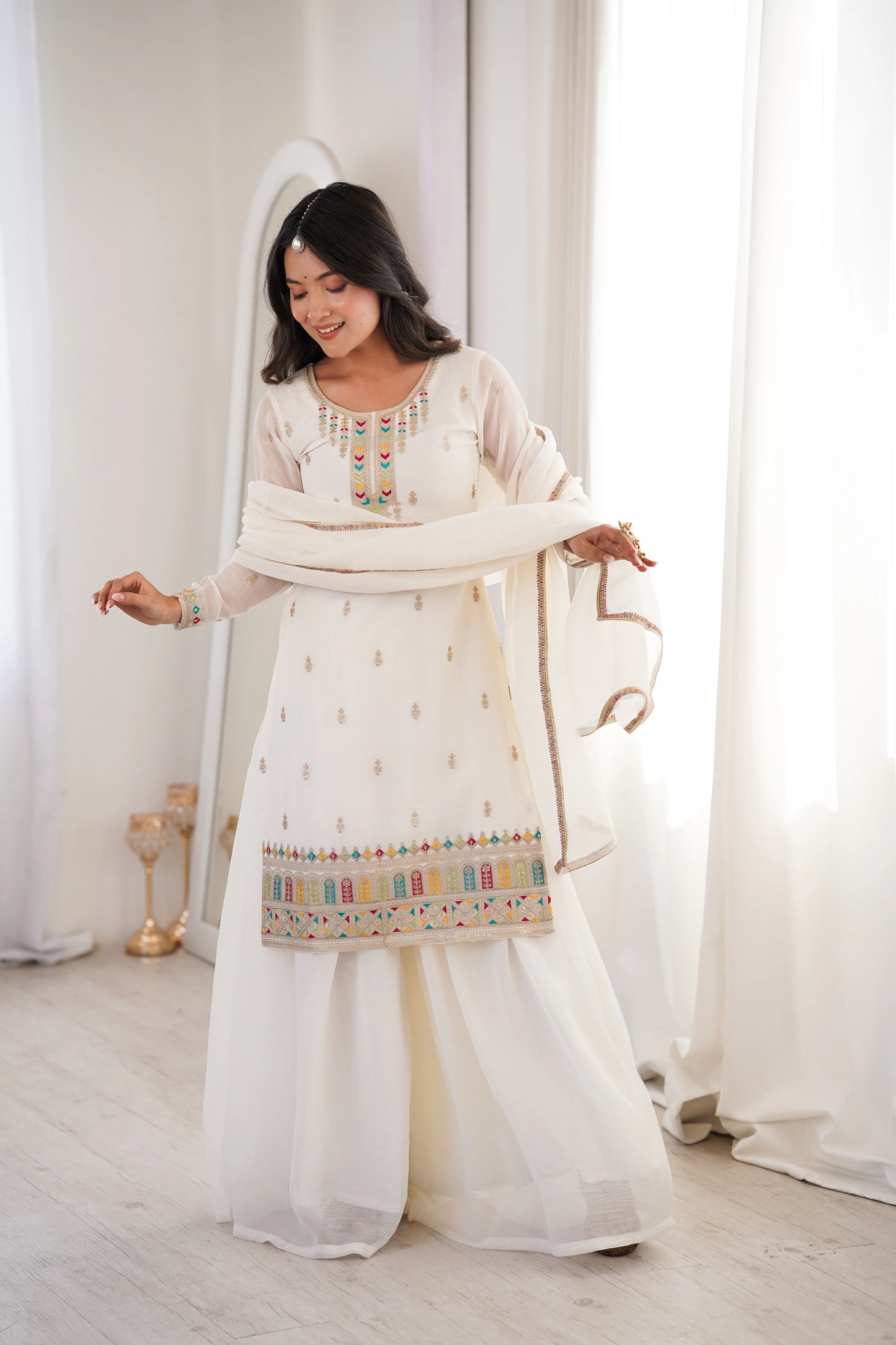 LadyVastara Premium Soft Crunchy Silk Wedding Wear Sharara Set