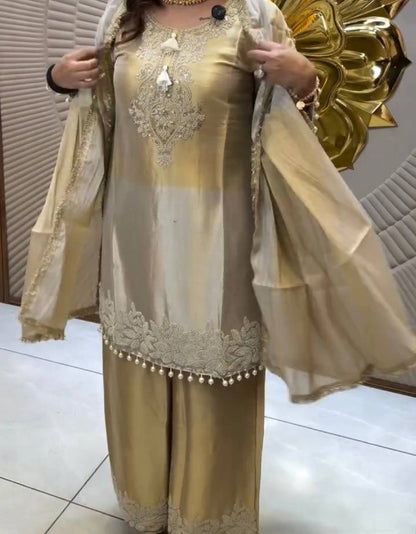 LadyVastara Luxury Dual Tone Banarasi Silk Set with Sequence Work
