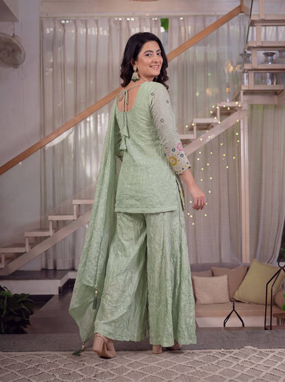 Heavy Fendi Crush Embroidered  Palazzo Set