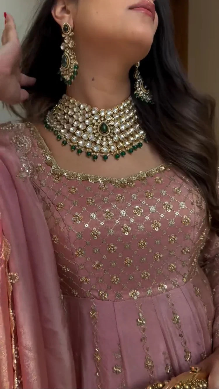 LadyVastara Designer Hand Embroidered Anarkali Set for Women