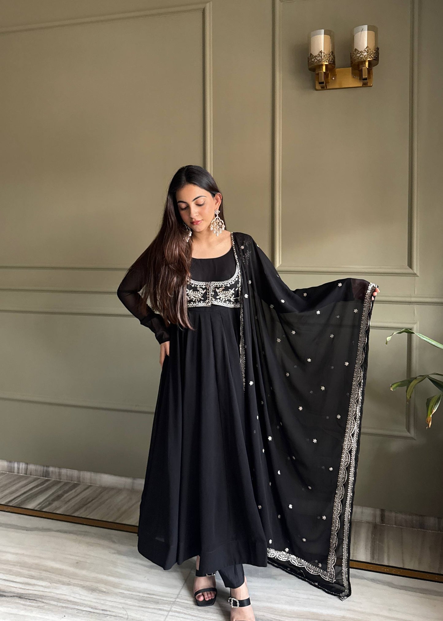 Ladyvastara Heavy Fox Georgette Designer Anarkali Gown Set with Dupatta