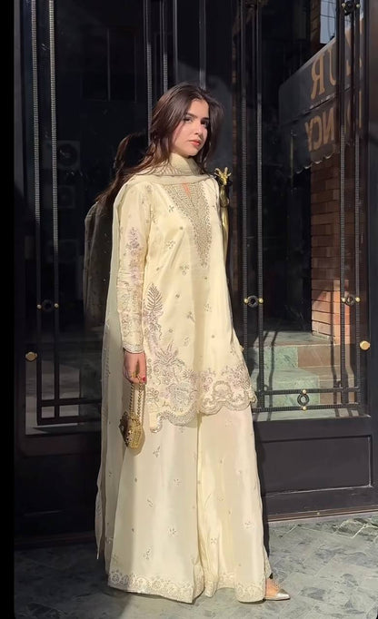 LadyVastara Premium Sequence Embroidered Crepe Silk Sharara Set