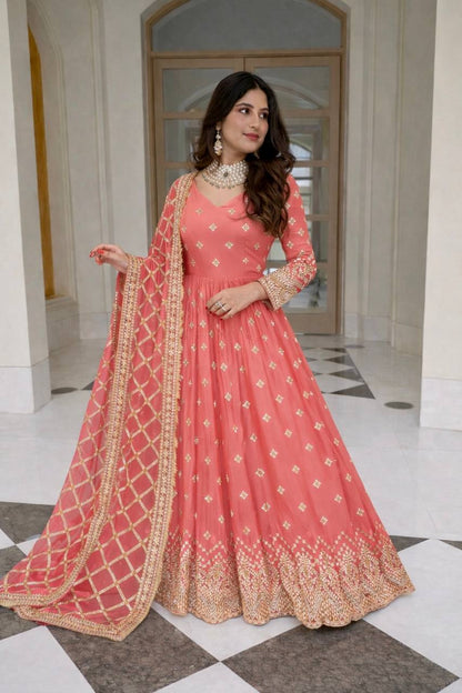 LadyVastara Designer Heavy Georgette Gown with Dupatta Set