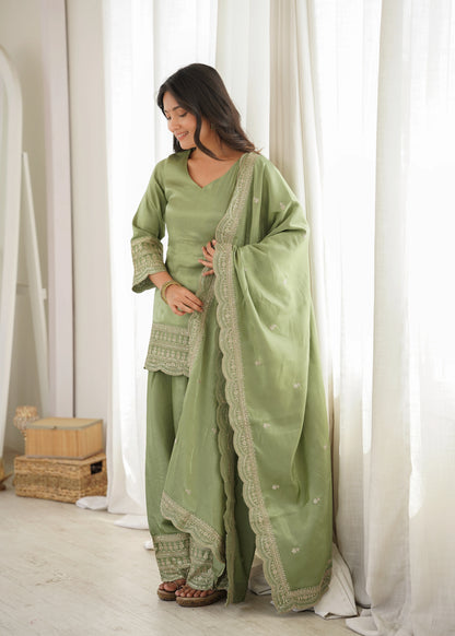 LadyVastara Designer Glass Roman Silk Farshi Salwar Suit with Sequence Dori Jari Work