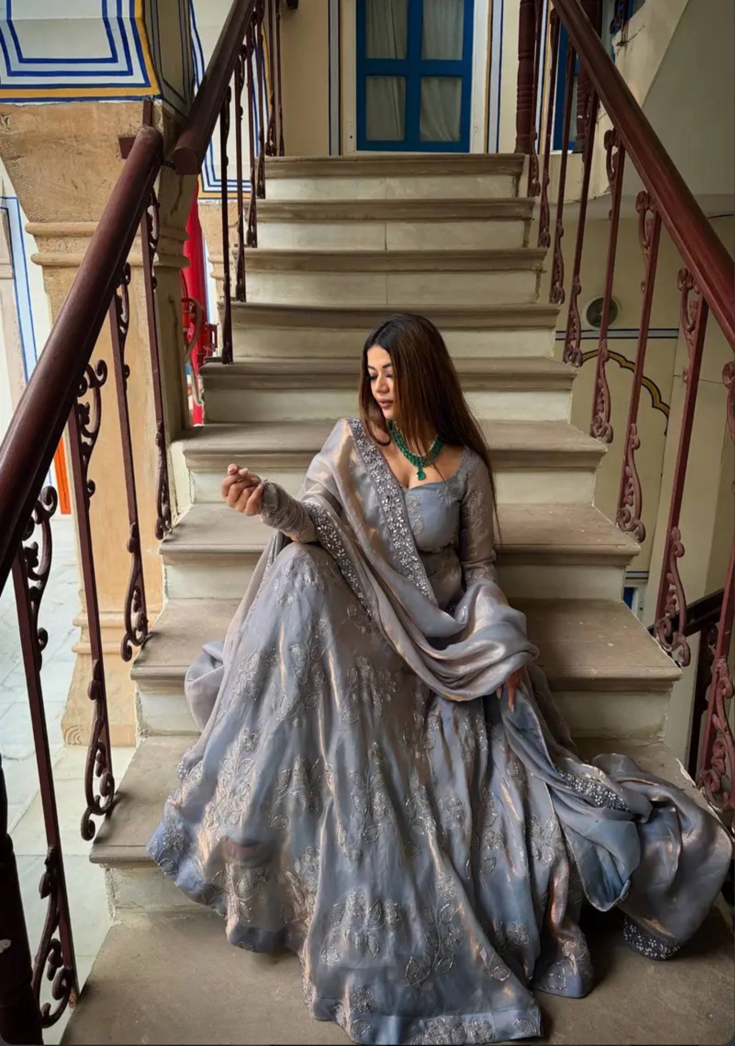 LadyVastara Heavy Fendy Silk Designer Anarkali Suit with Handwork