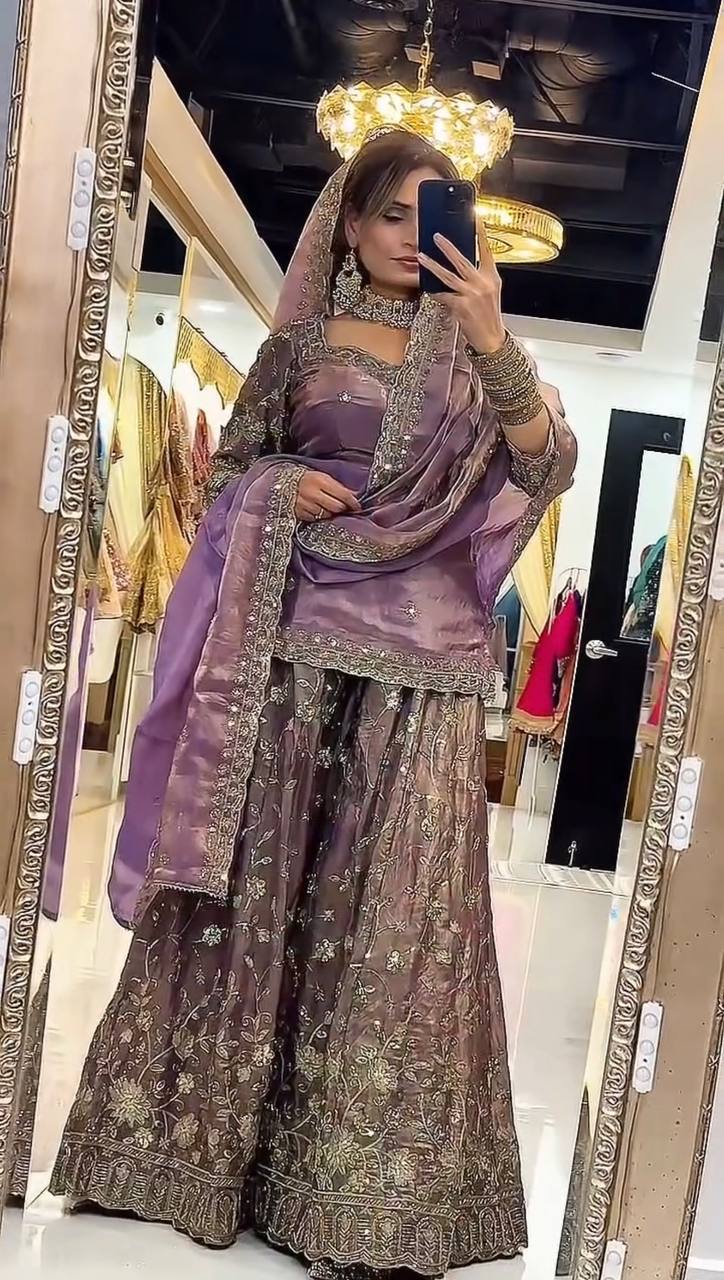 LadyVastara Festive Special Silk Kurti Plazzo Set with Rich Embroidery