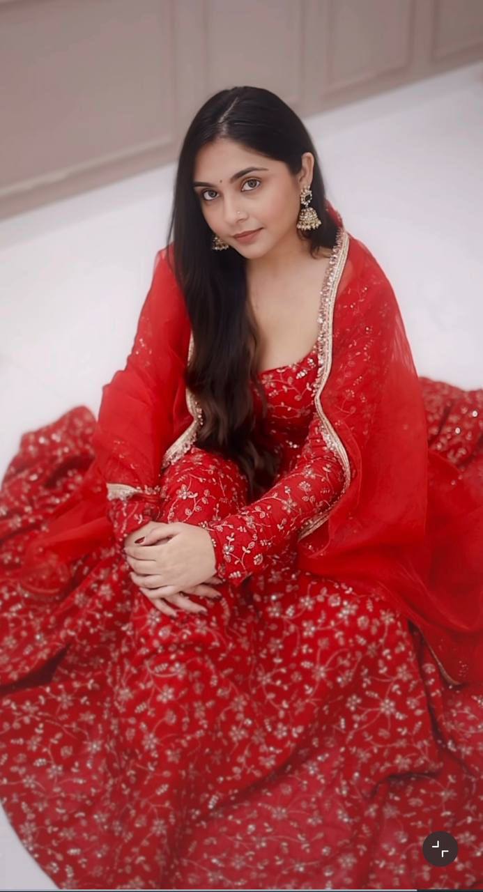 LadyVastara Designer Red Anarkali Set – Festive & Party Wear Collection