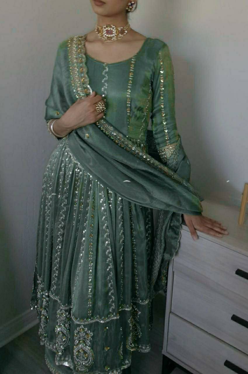 LadyVastara Premium Natural Crepe Anarkali Pant Set – Festive & Party Wear
