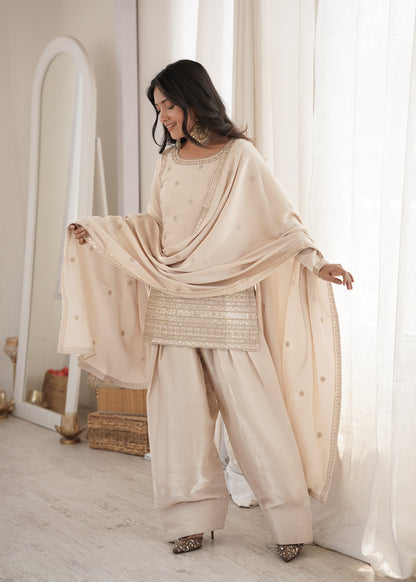 LadyVastara Wedding & Festive Special Roman Silk Embroidered Suit Set