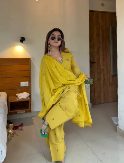 Premium Embroidered Farshi Plazzo Suit Set