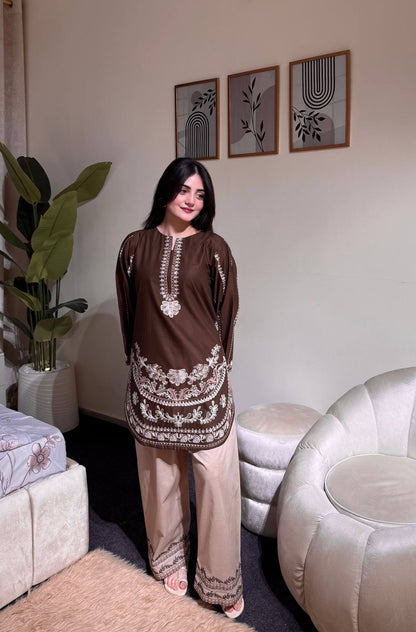 LadyVastara Luxury Festive Roman Silk Farshi Palazzo Set