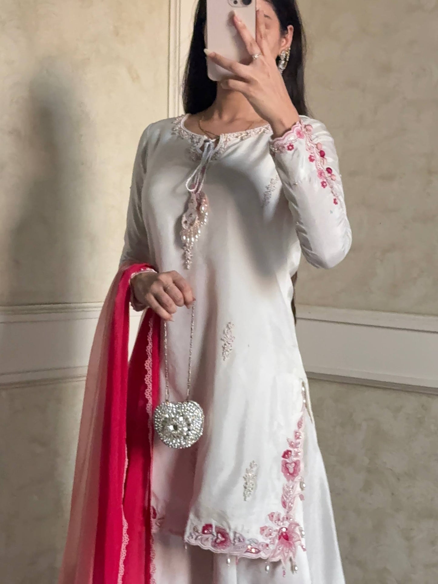 LadyVastara Luxury Party Wear Embroidered Kurta Palazzo Set with Shaded Dupatta