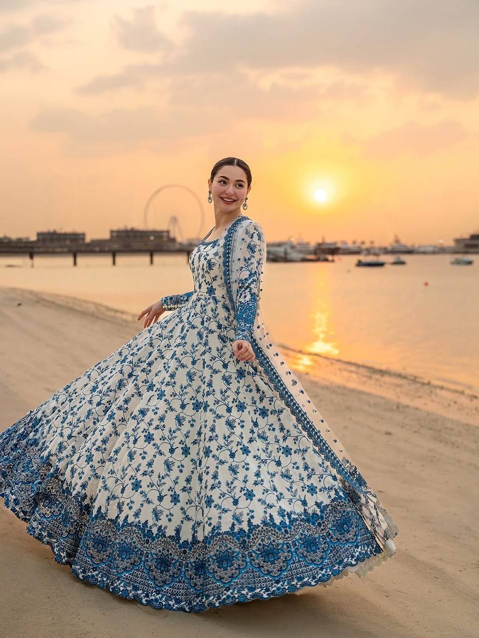 Ladyvastara Elegant Embroidered Faux Georgette Gown Set with Organza Dupatta