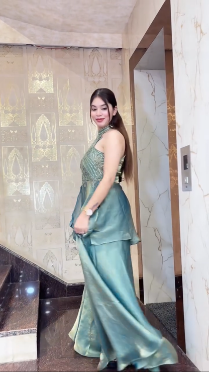 Ladyvastara Party Wear Handwork Top with Sharara Palazzo Set