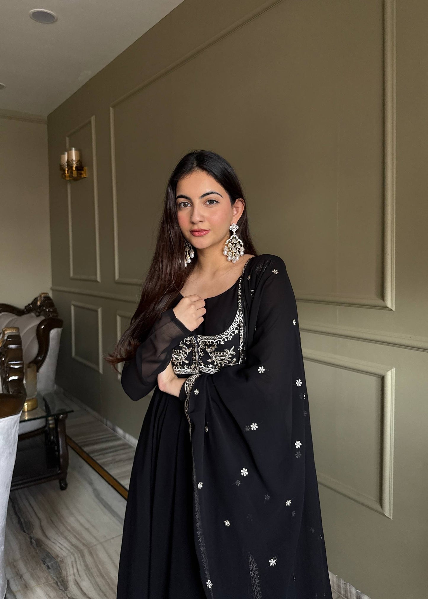 Ladyvastara Heavy Fox Georgette Designer Anarkali Gown Set with Dupatta
