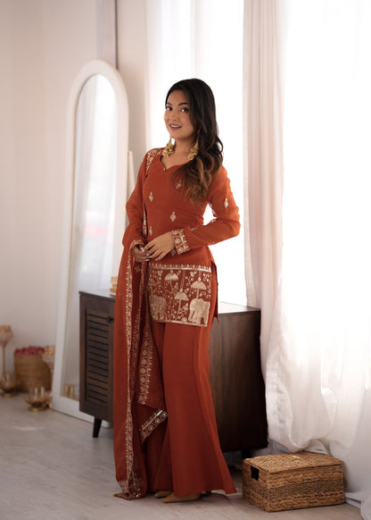LadyVastara Luxury Crunchy Silk Kurta Pant Dupatta Set for Festive & Wedding Wear