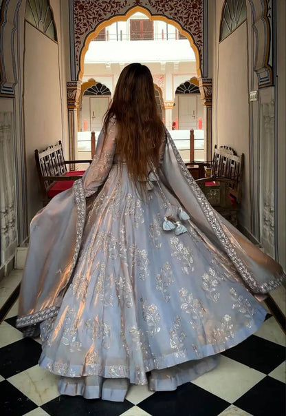 LadyVastara Heavy Fendy Silk Designer Anarkali Suit with Handwork