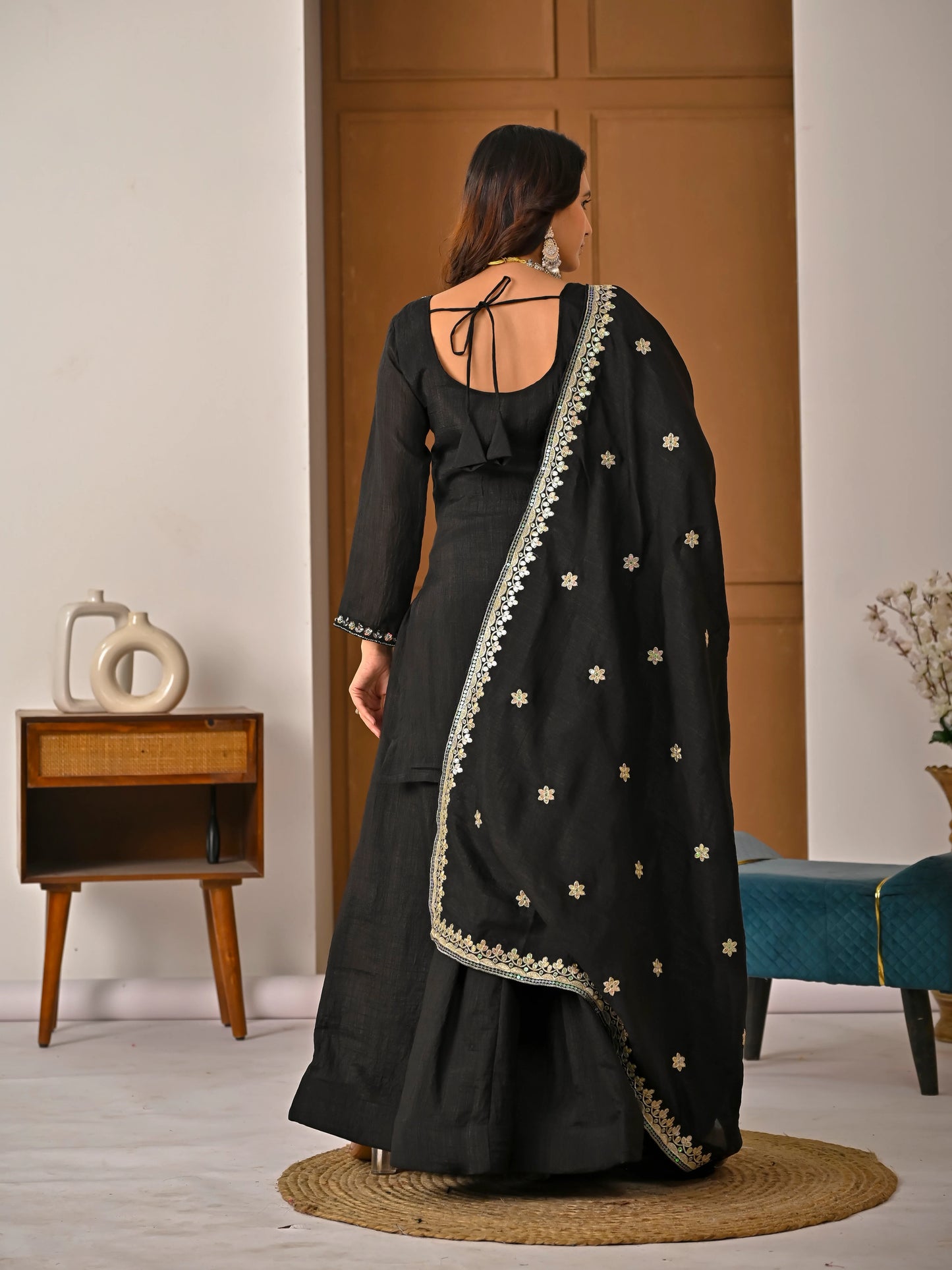 LadyVastara  Elegant NC Vichitra Silk Kurta Sharara Set