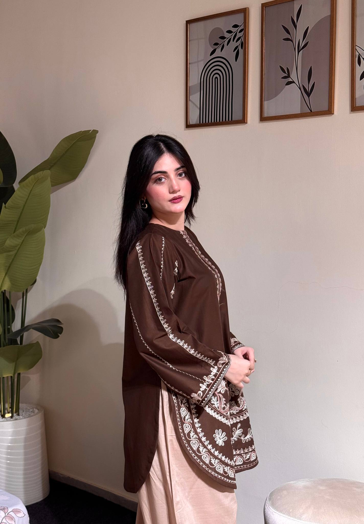 LadyVastara Luxury Festive Roman Silk Farshi Palazzo Set