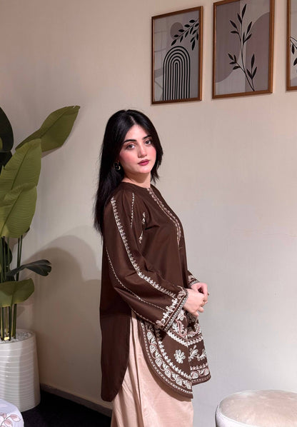 LadyVastara Luxury Festive Roman Silk Farshi Palazzo Set