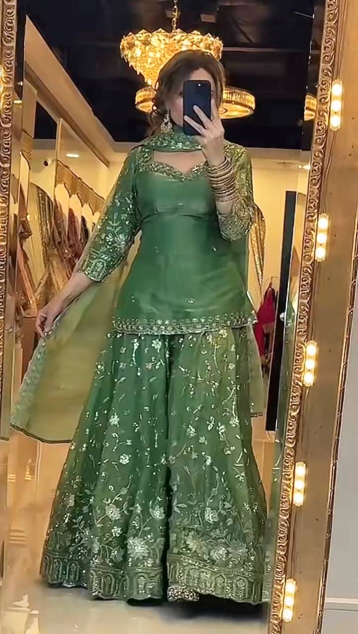 LadyVastara Festive Special Silk Kurti Plazzo Set with Rich Embroidery