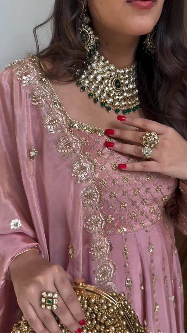 LadyVastara Designer Hand Embroidered Anarkali Set for Women