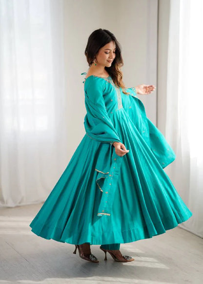 LadyVastara High-Premium Roman Chanderi Silk Anarkali Set