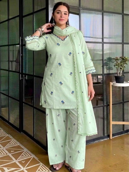 Premium Embroidered Farshi Plazzo Suit Set