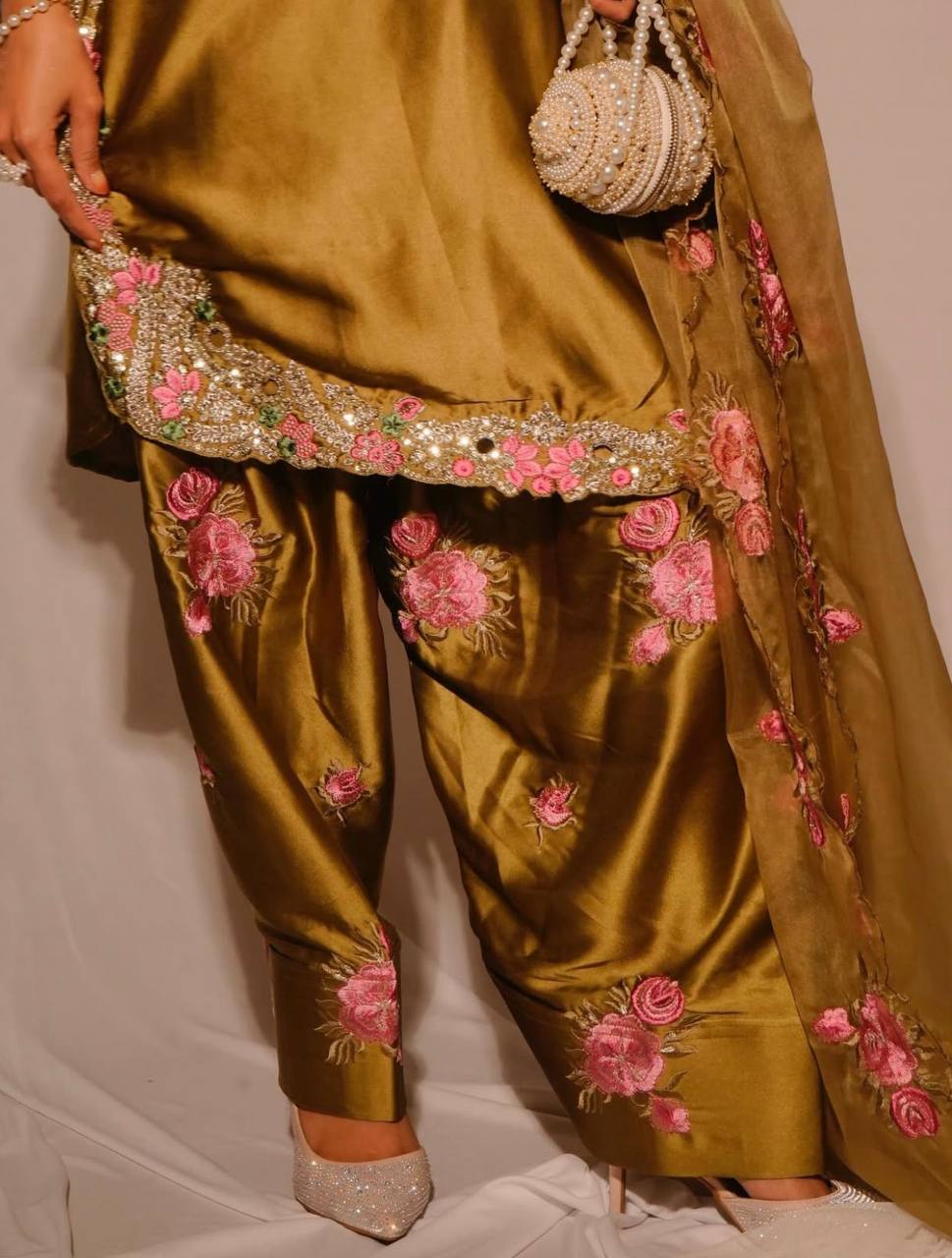 Ladyvastara Heavy Japan Satin Kurti Set with Farshi Salwar & Organza Dupatta