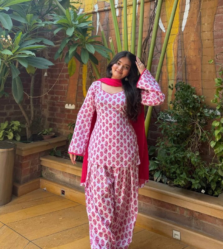 LadyVastara Heavy Pure Cambric Cotton Farshi Suit Set with Dupatta