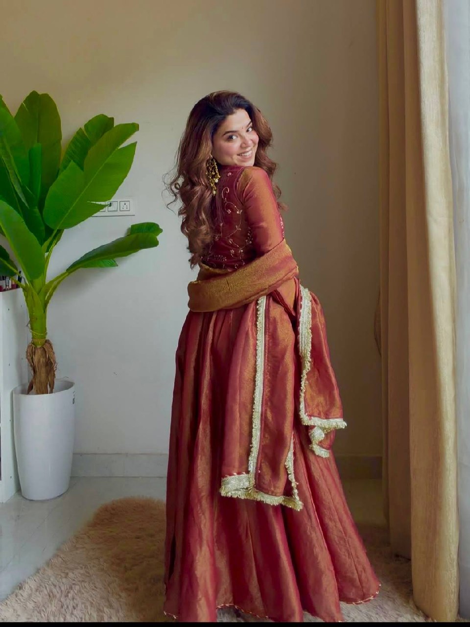 LadyVastara Elegant Cosmos Silk Maxi Anarkali Set with Koti