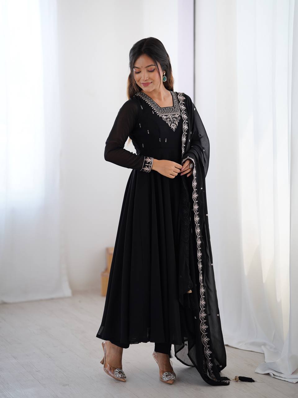 LadyVastara Heavy Embroidered Anarkali Suit with 6.5m Grand Flair & Zari Work